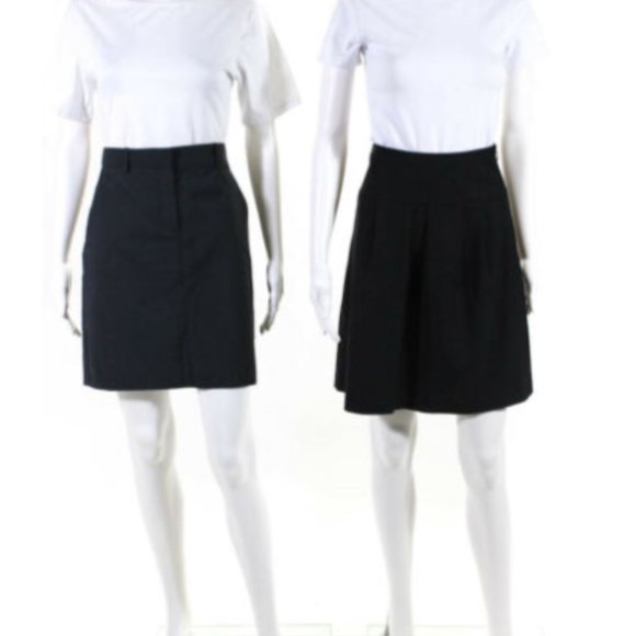 Womens Pleated A Line Pencil Skirt Black Gray